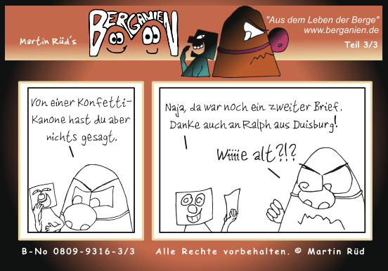 Eine Clownnase f&uuml;r den Kleinen Berg; Klicken Sie hier f&uuml;r n&auml;chsten Comic-Teil!